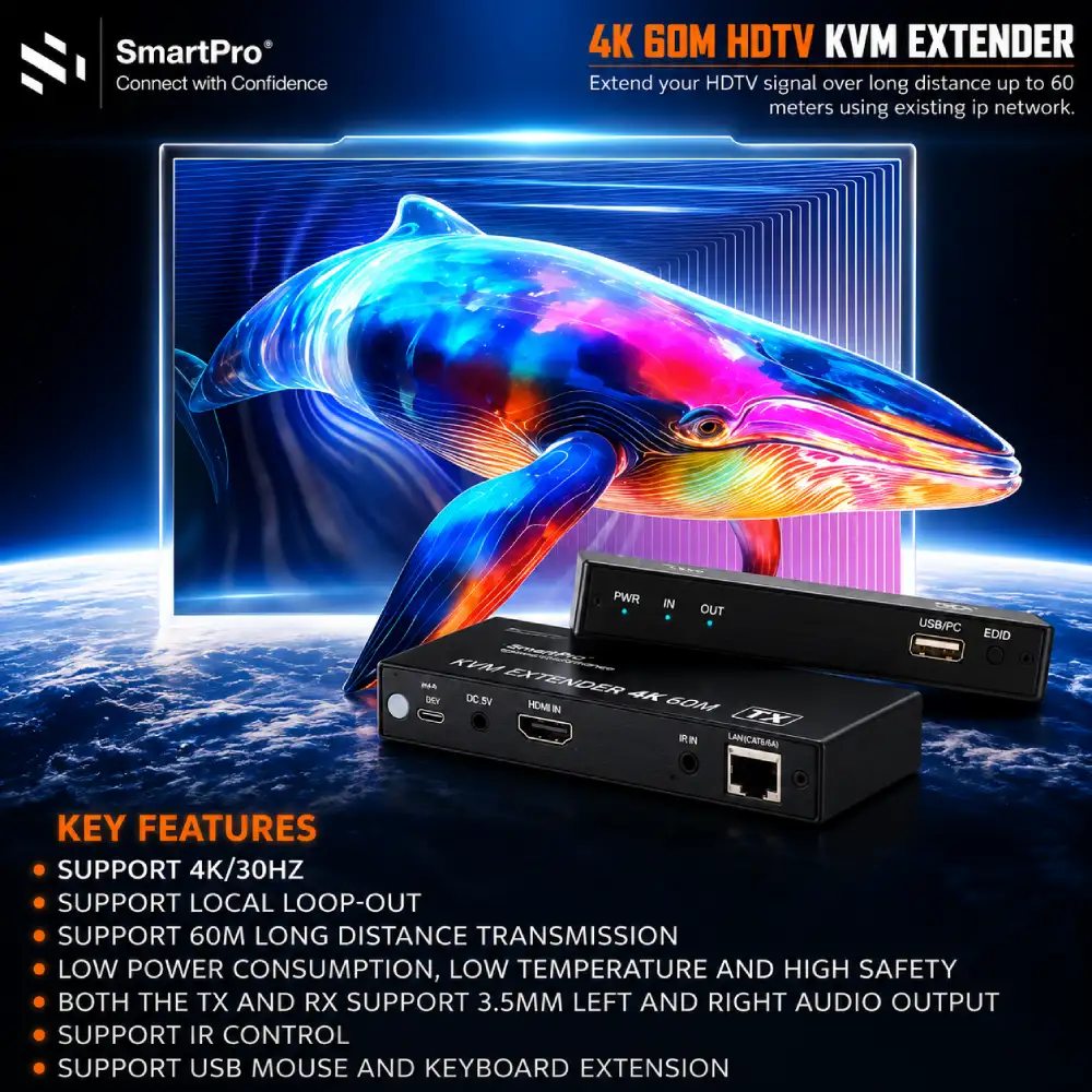 Smart-Pro HDMI KVM Extender 4K 60m (SP-HDKV4K-60) view 2